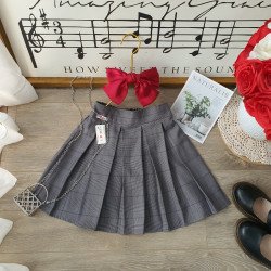 Chân váy kẻ xếp ly kèm quần size 7-15